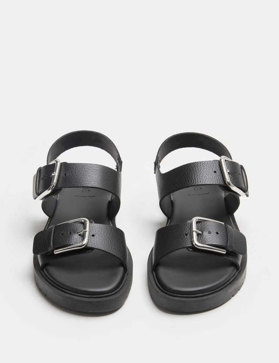 Leather Buckle Ankle Strap Flatform Sandals