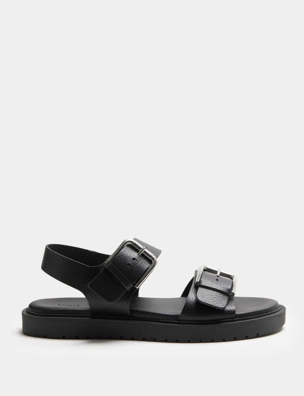 Leather Buckle Ankle Strap Flatform Sandals