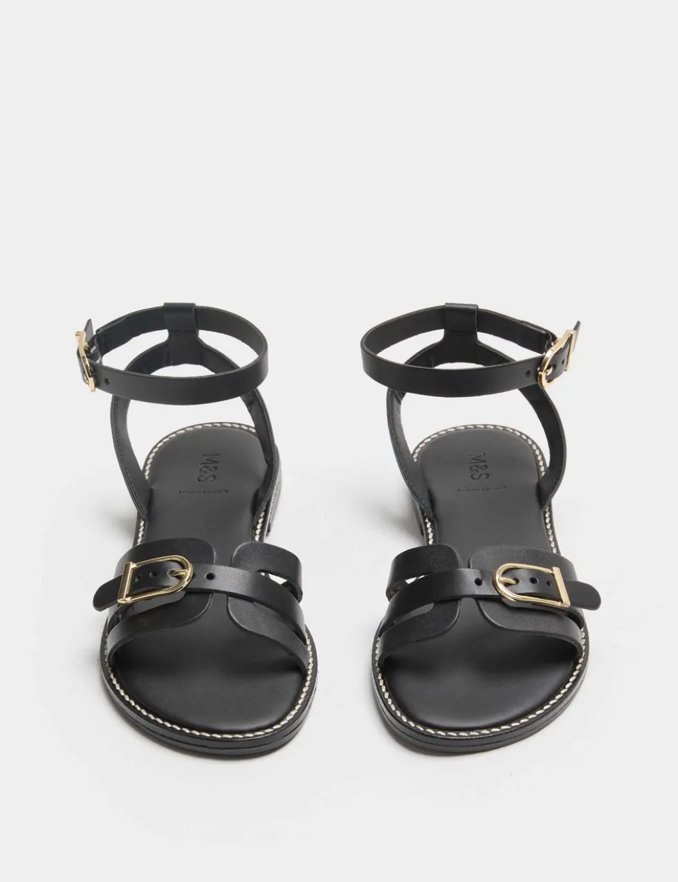 Leather Buckle Ankle Strap Sandals