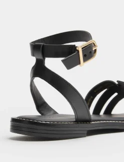 Leather Buckle Ankle Strap Sandals