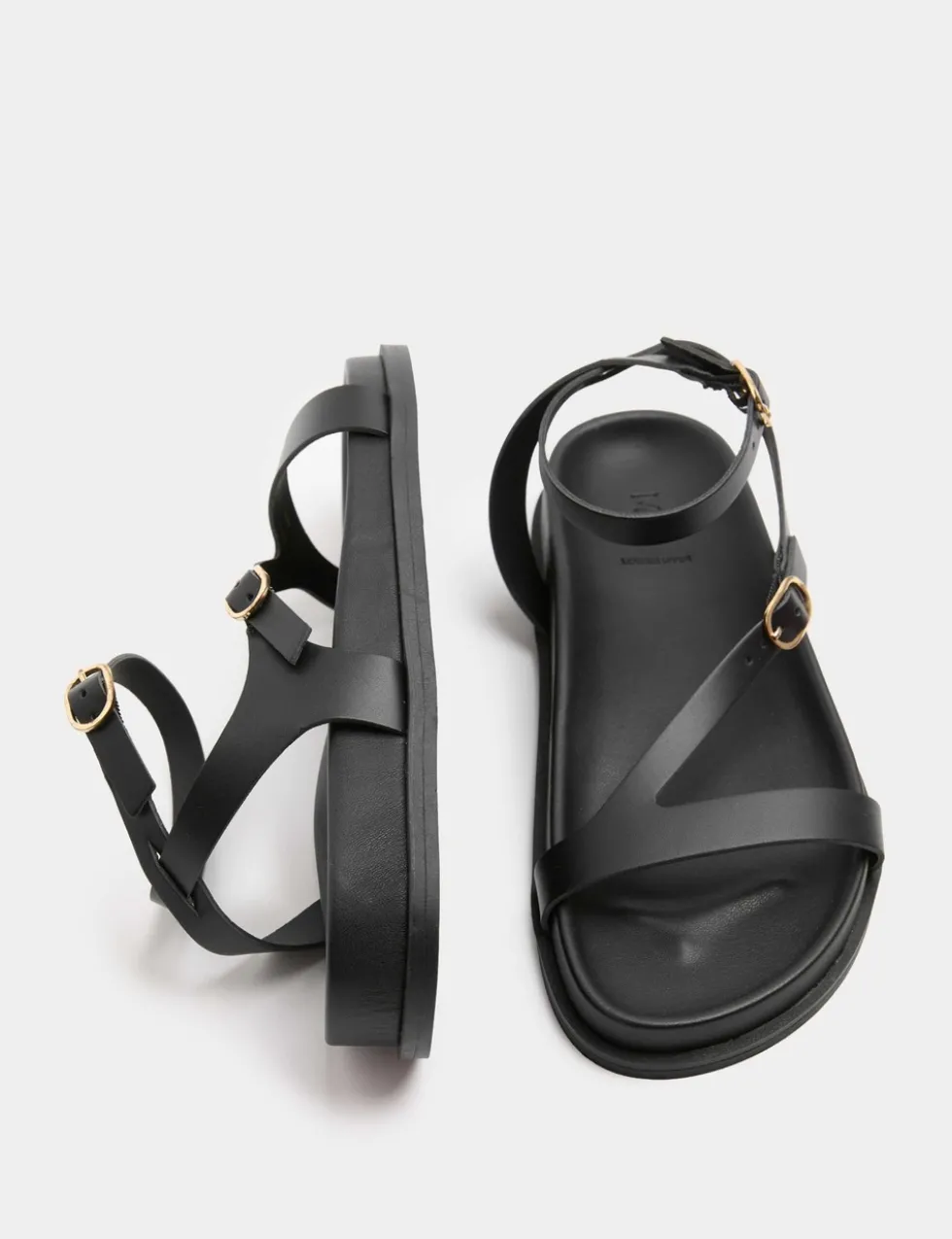 Leather Buckle Ankle Strap Flat Sandals