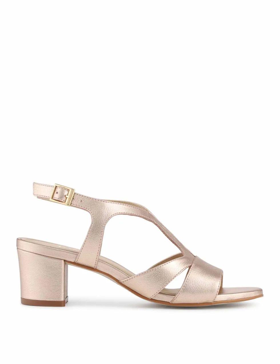 Leather Buckle Block Heel Slingback Shoes