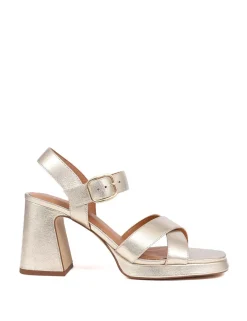 Leather Buckle Block Heel Sandals
