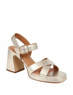 Leather Buckle Block Heel Sandals