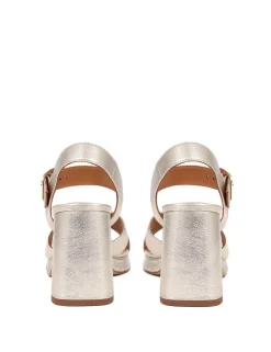 Leather Buckle Block Heel Sandals