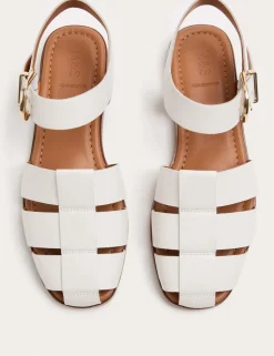 Leather Buckle Flat Fisherman Sandals