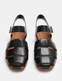 Leather Buckle Flat Fisherman Sandals