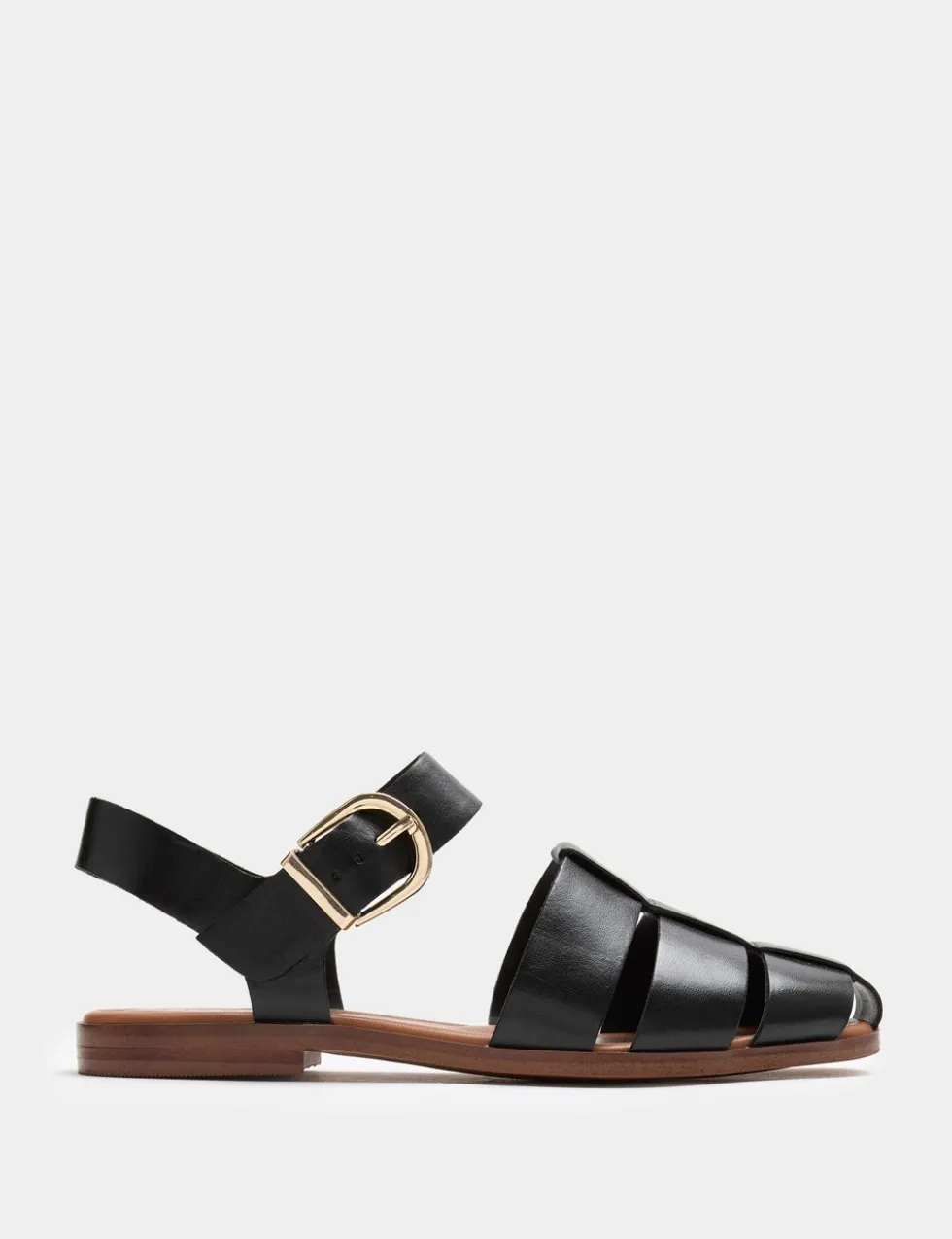 Leather Buckle Flat Fisherman Sandals