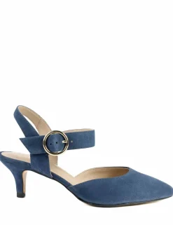 Leather Buckle Kitten Heel Court Shoes
