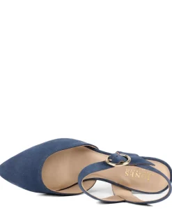 Leather Buckle Kitten Heel Court Shoes