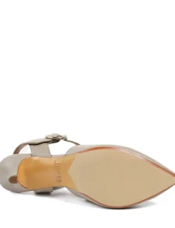 Leather Buckle Kitten Heel Court Shoes