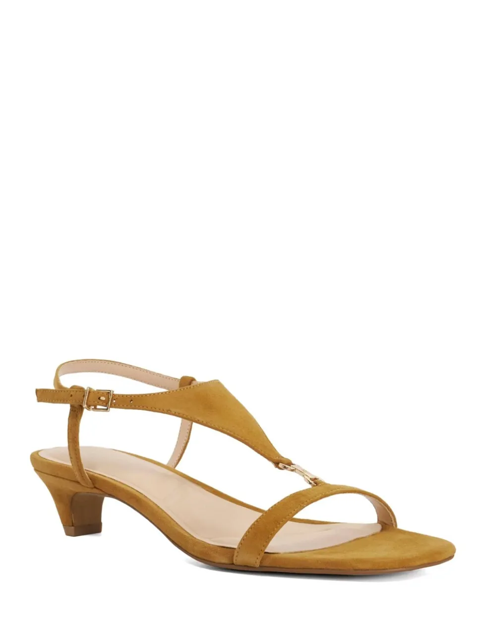 Leather Buckle Kitten Heel Sandals