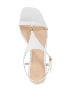 Leather Buckle Kitten Heel Sandals