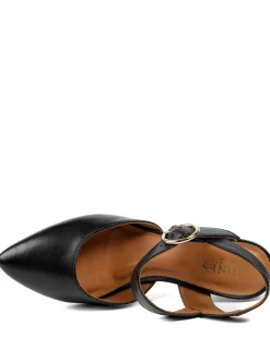 Leather Buckle Kitten Heel Court Shoes