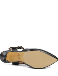 Leather Buckle Kitten Heel Court Shoes