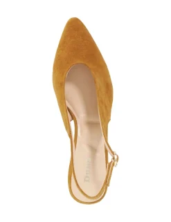 Leather Buckle Kitten Heel Slingback Shoes
