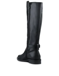 Leather Buckle Knee High Boots