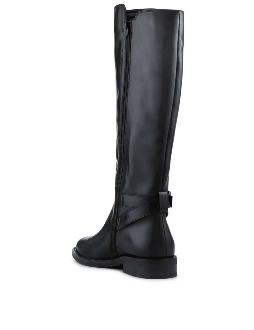Leather Buckle Knee High Boots