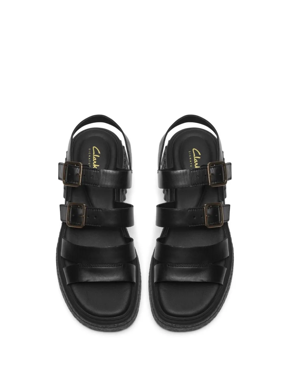 Leather Buckle Platform Slingback Sandals