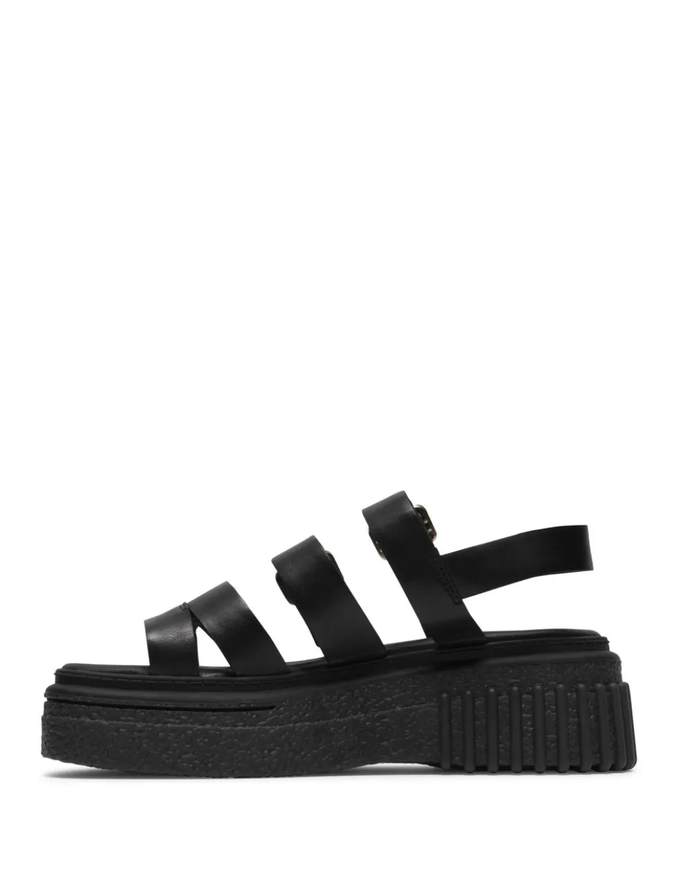 Leather Buckle Platform Slingback Sandals