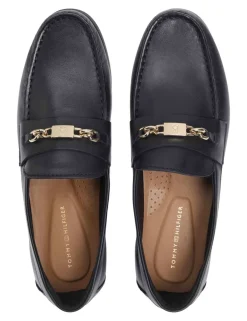 Leather Chain Trim Monogram Loafers