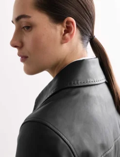 Leather Collared Jacket