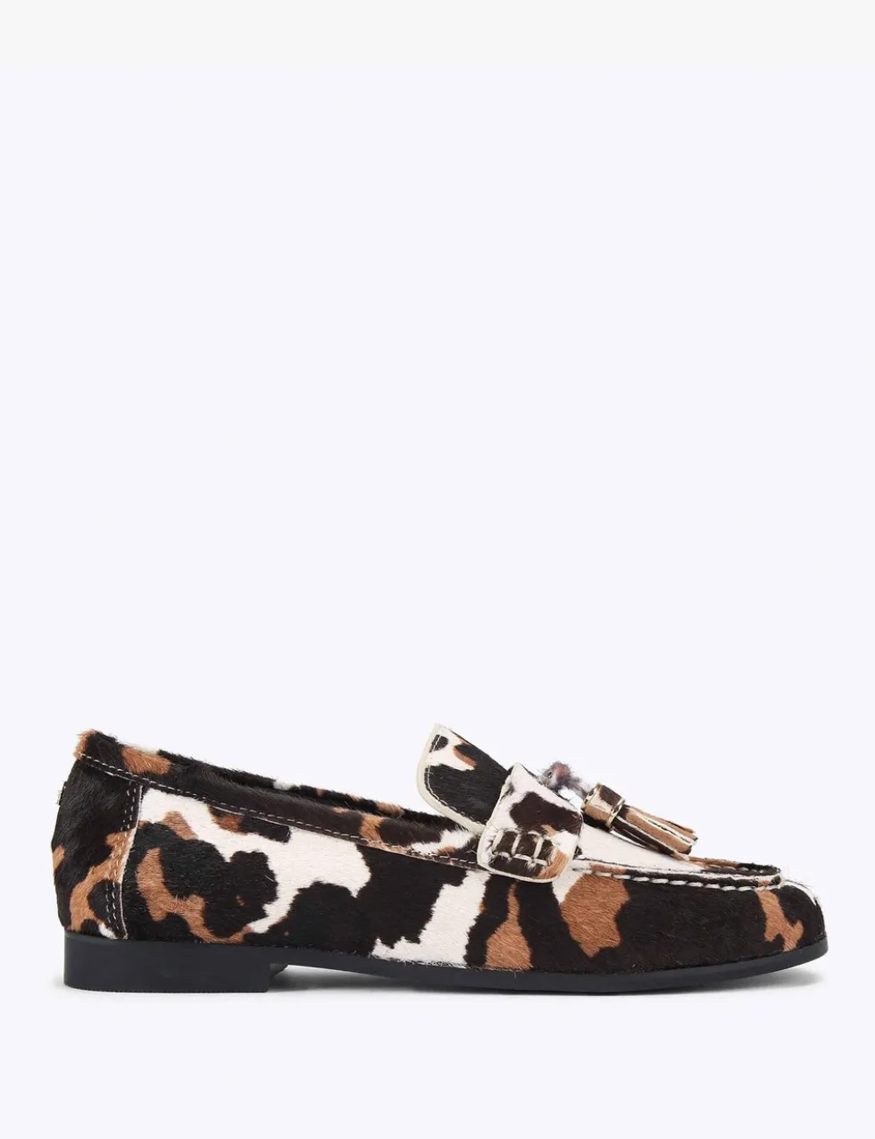 Leather Cow Print Tassel Loafers