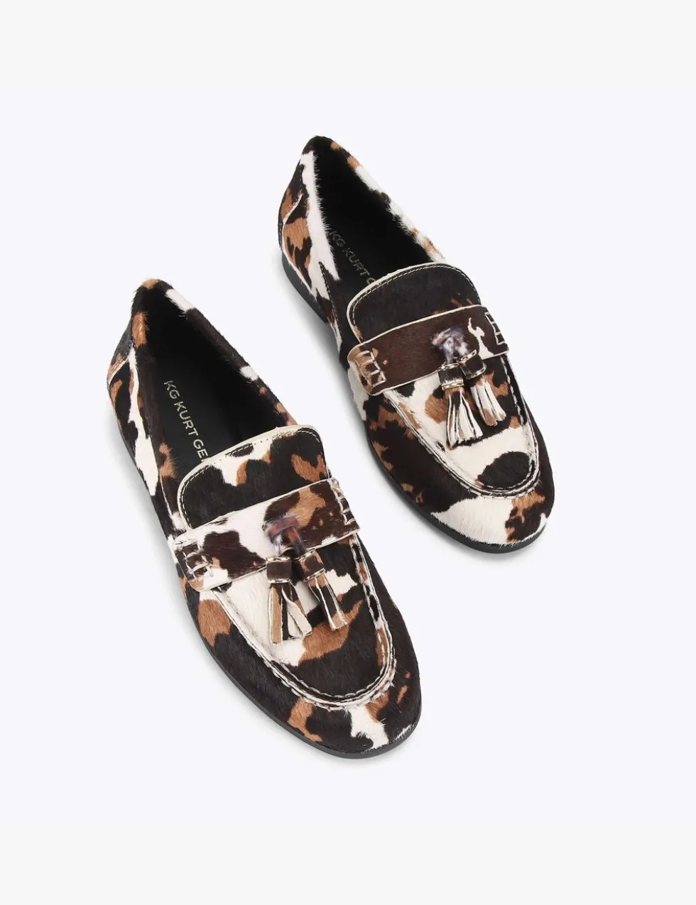 Leather Cow Print Tassel Loafers