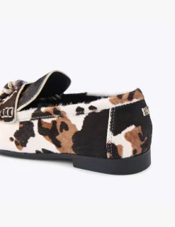 Leather Cow Print Tassel Loafers