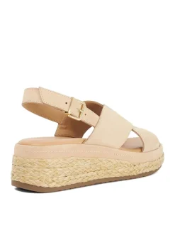 Leather Crossover Wedge Sandals