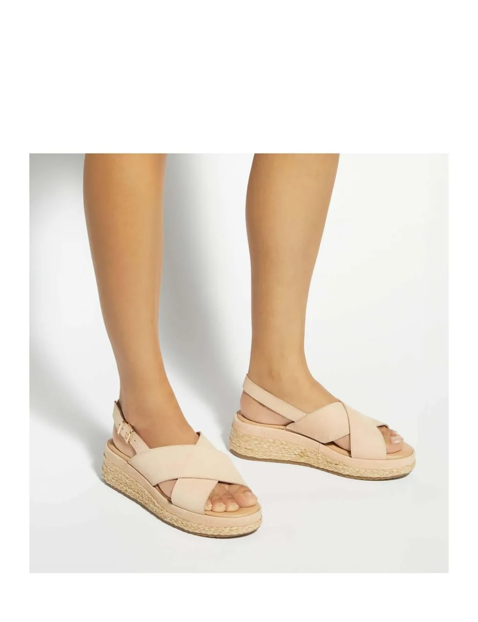 Leather Crossover Wedge Sandals