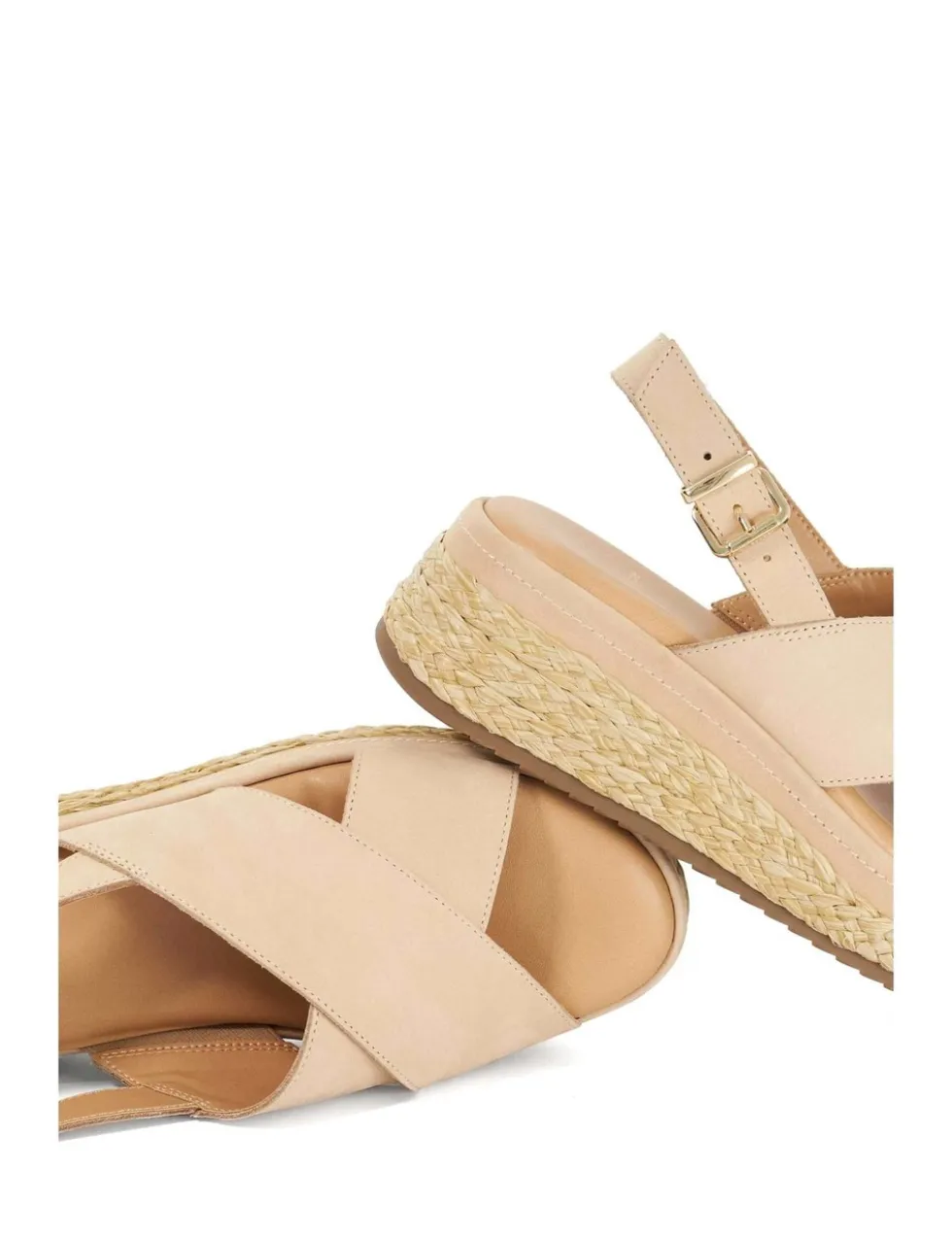 Leather Crossover Wedge Sandals