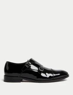 Leather Double Monk Strap Shoes