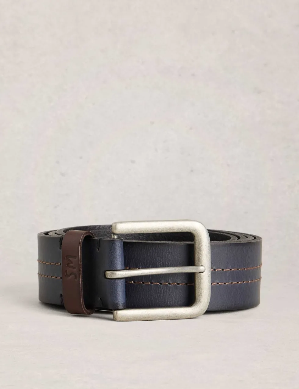 Leather Double Stitch Detail Belt