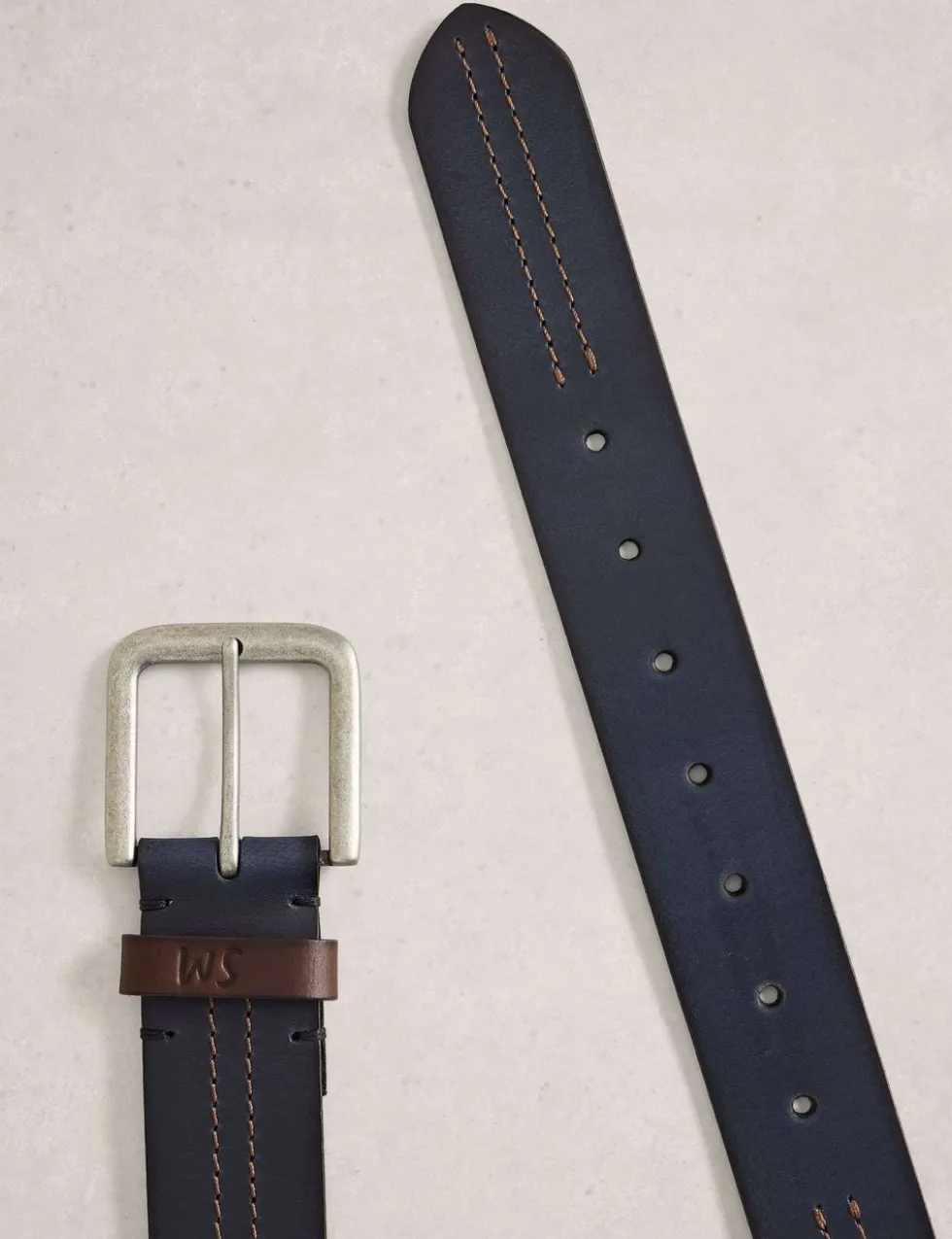 Leather Double Stitch Detail Belt