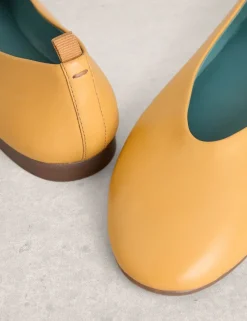 Leather Flat Ballerina Pumps