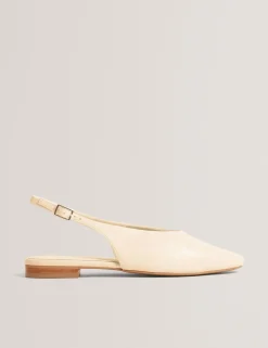 Leather Flat Chisel Toe Slingback Shoes