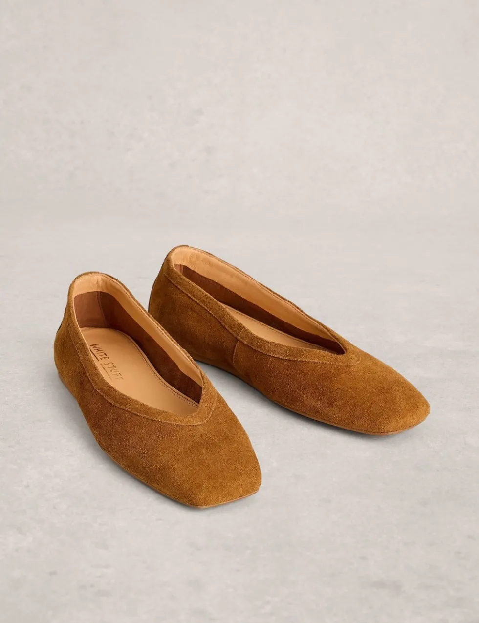 Leather Flat Square Toe Ballerina Pumps
