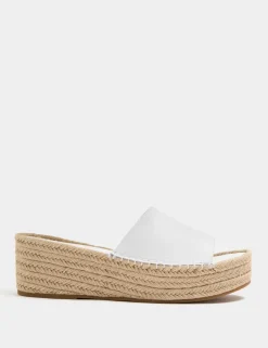 Leather Flatform Espadrille Mules