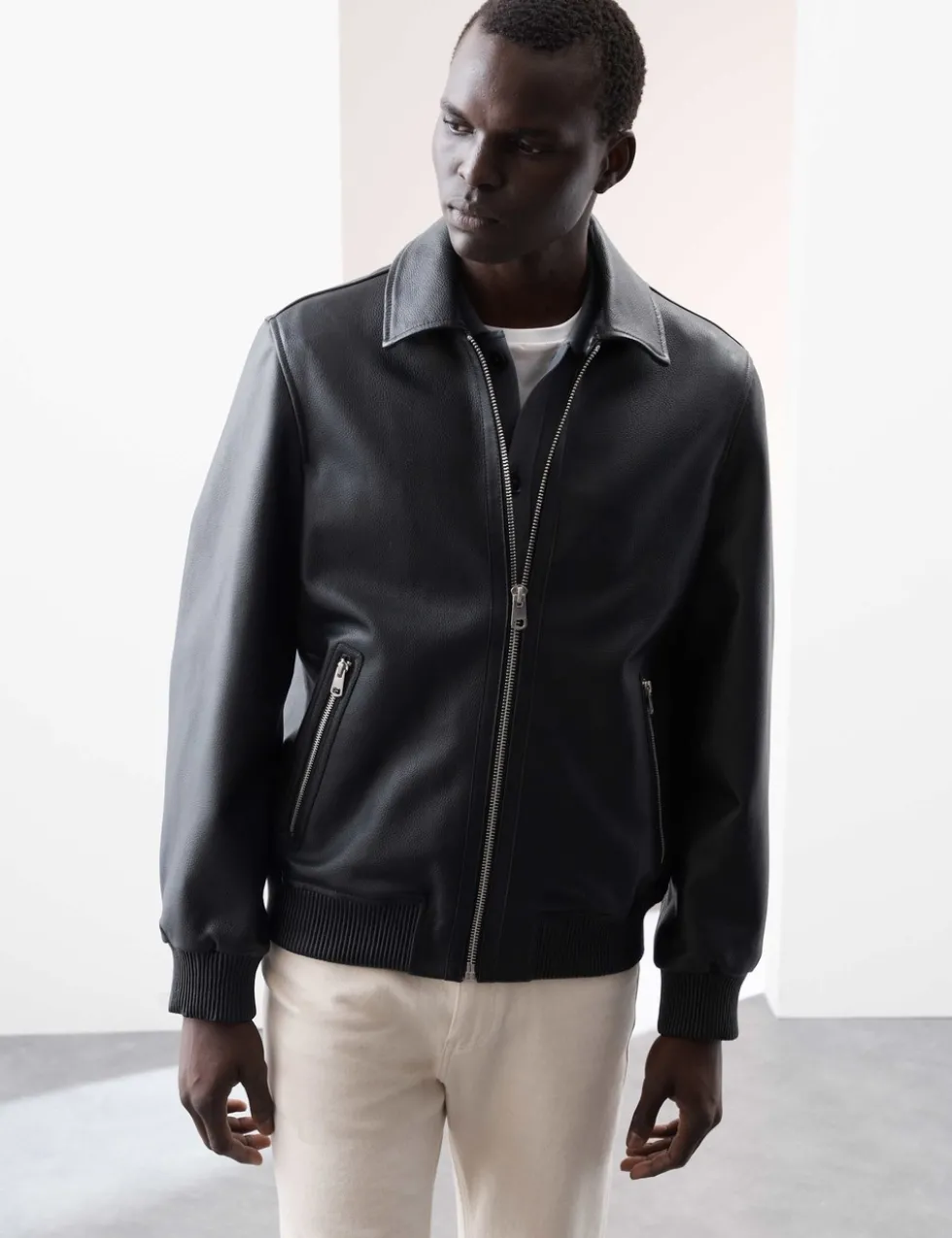 Leather Harrington Jacket