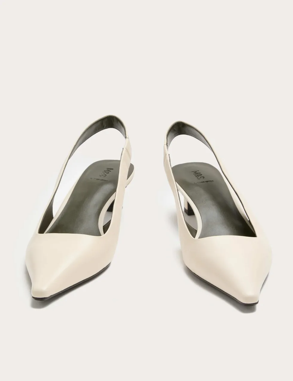 Leather Kitten Heel Slingback Shoes