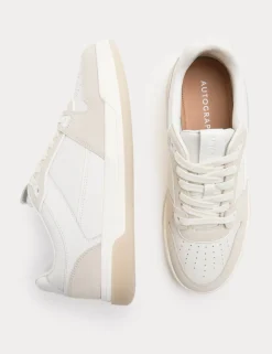 Leather Lace Up Casual Trainers
