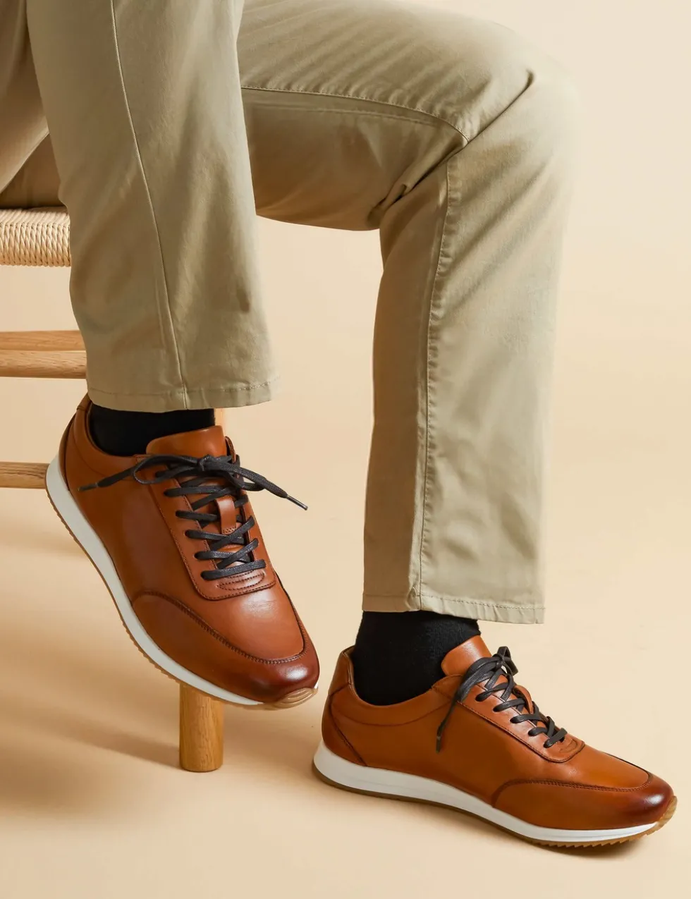 Leather Lace Up Trainers