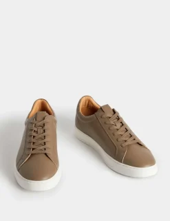 Leather Lace-Up Trainers
