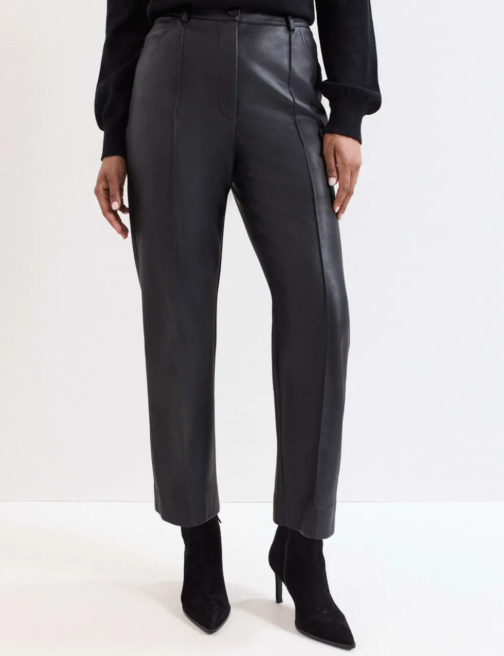 Leather Look Slim Fit Trousers