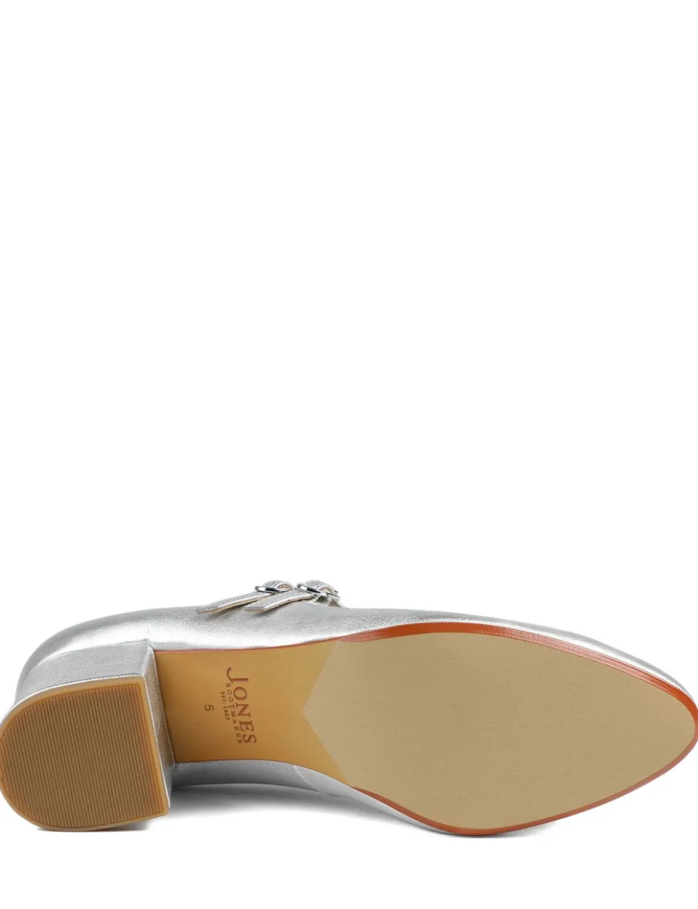 Leather Metallic Block Heel Shoes