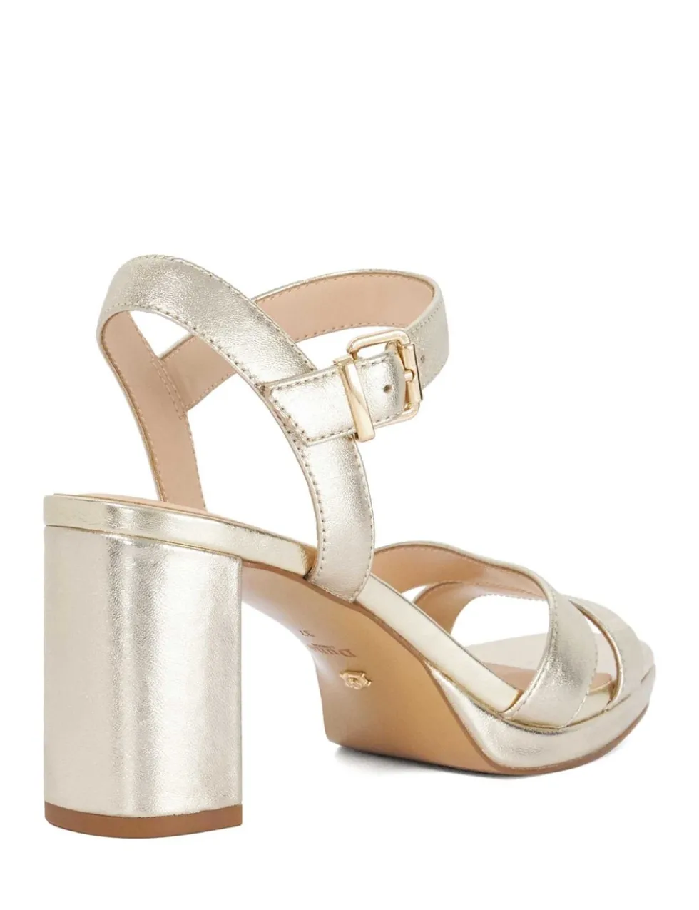 Leather Metallic Platform Block Heel Sandals