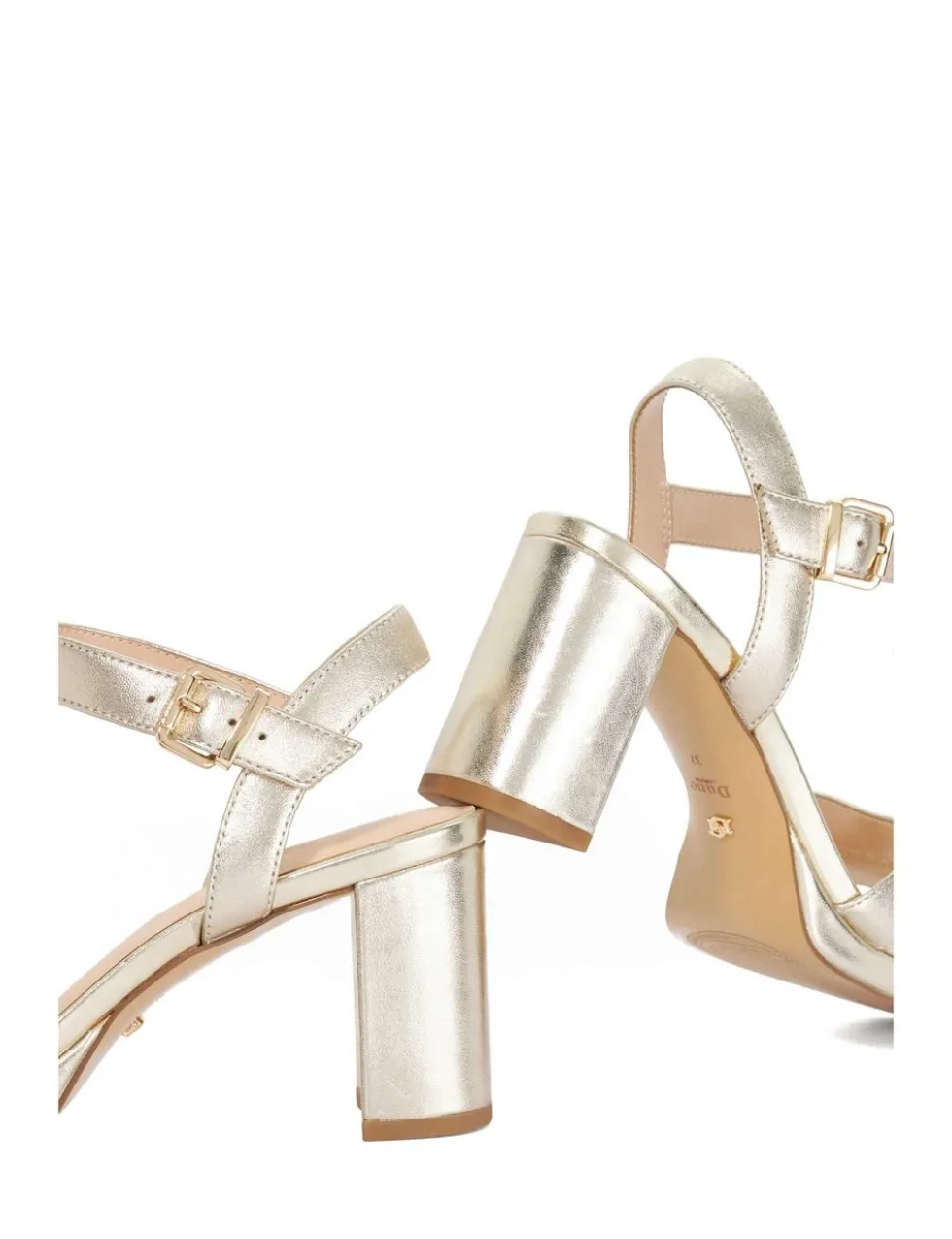 Leather Metallic Platform Block Heel Sandals