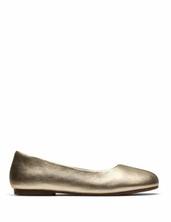 Leather Metallic Slip On Ballet Pumps