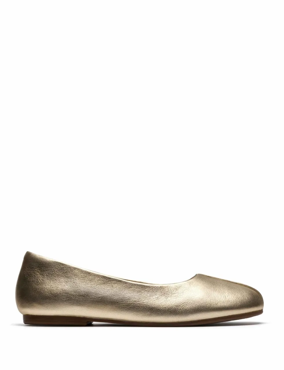 Leather Metallic Slip On Ballet Pumps